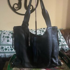 Vince Camuto Black Leather Tote  Bag Large